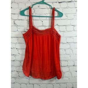 Sfera Basic Tank Top Crochet Trim Sleeveless Casual Red‎ Medium